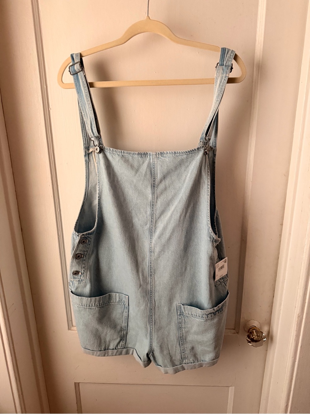 American Eagle Outfitters Light Wash Denim Short Overalls Romper